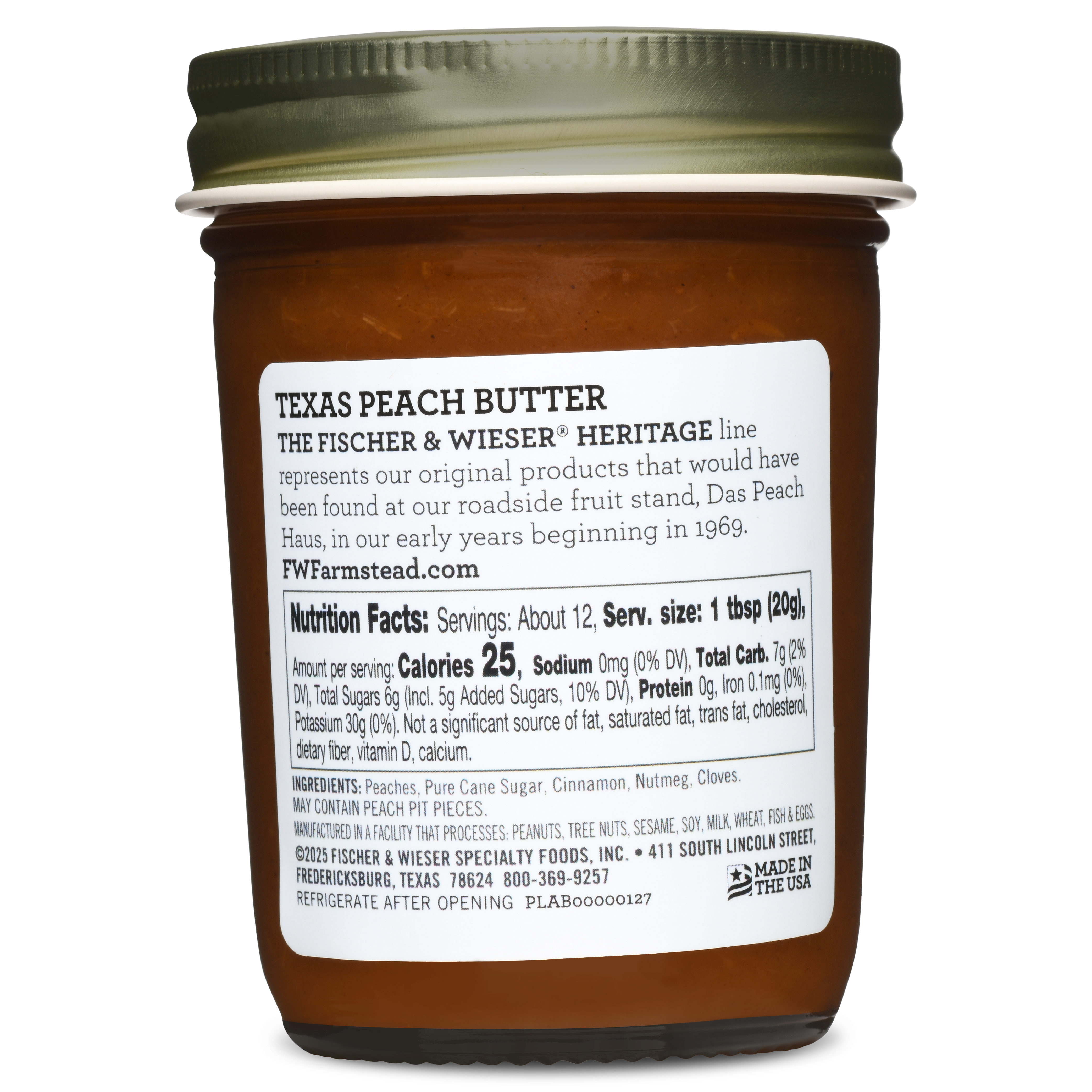 Heritage Texas Peach Butter 9oz | Fischer & Wieser