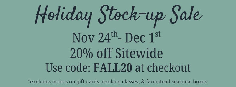 Holiday Stock-up Sale, use code FALL20 at checkout