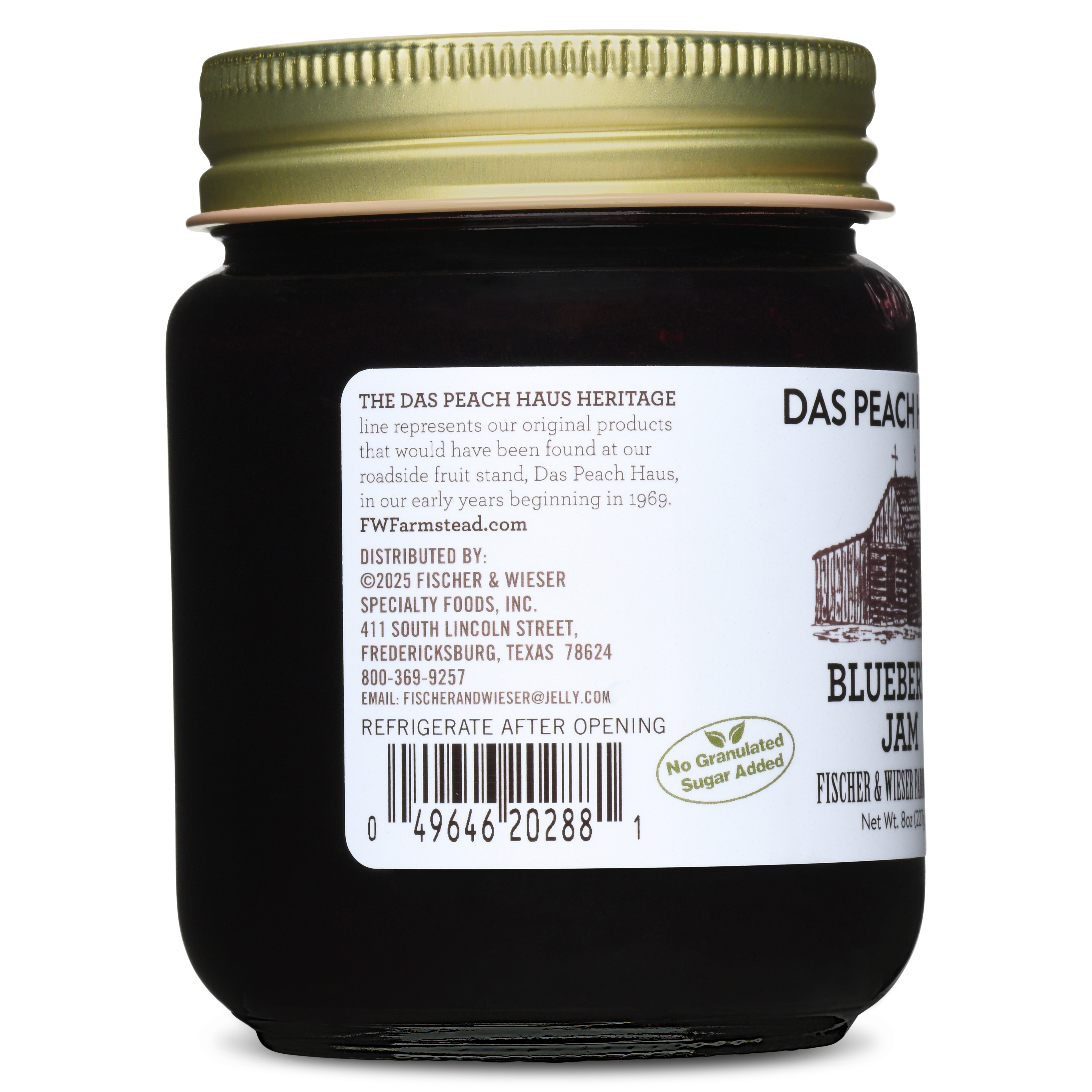 Heritage Blueberry Jam 9oz - No Sugar Added | Fischer & Wieser