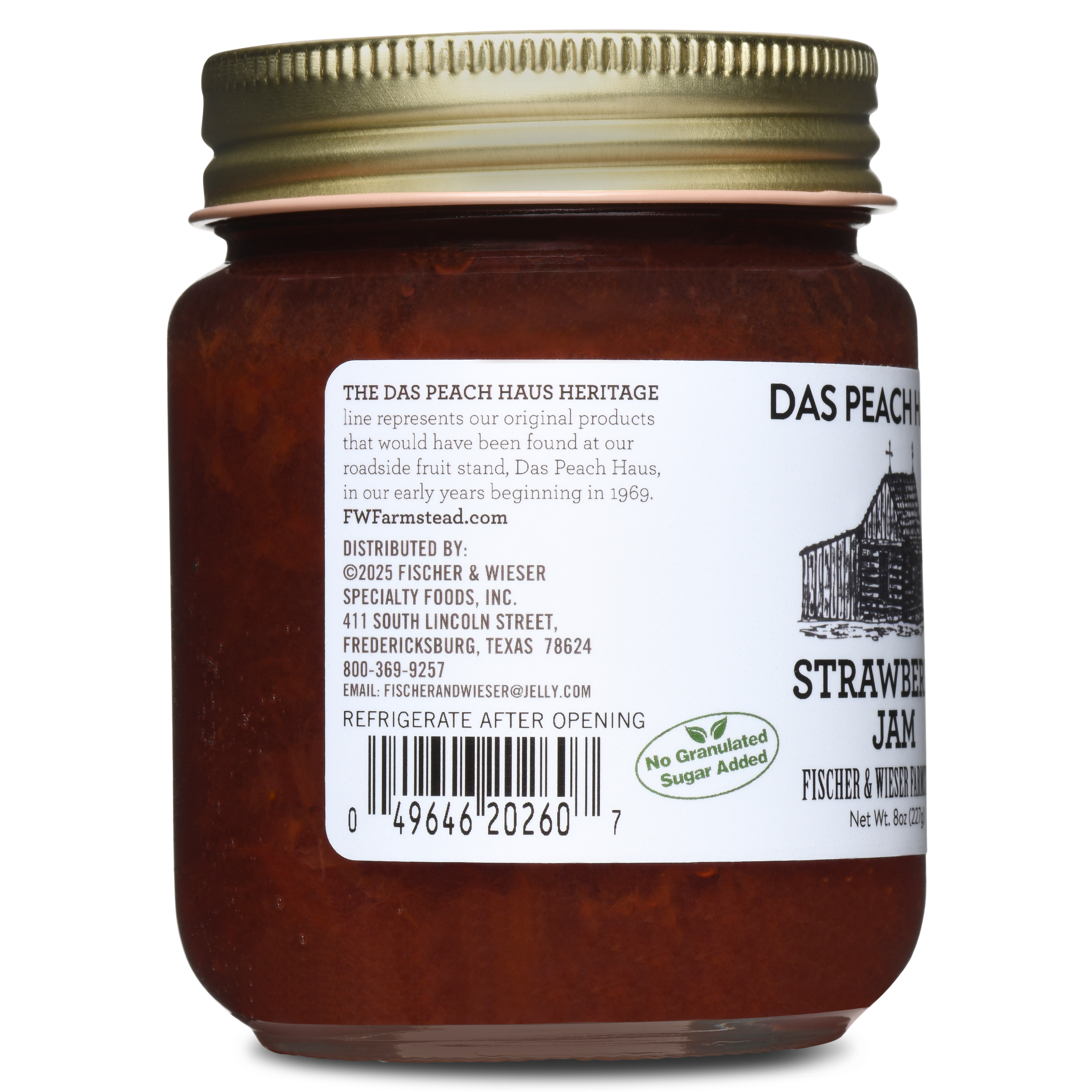 Heritage Strawberry Jam 9oz - No Sugar Added | Fischer & Wieser