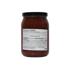 Jar of 'Salsa a la Charra' from Das Peach Haus on a white background