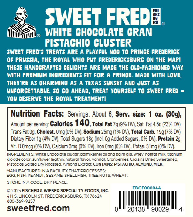 White Chocolate Cran Pistachio cluster