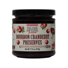 Jar of Fischer & Wieser Bourbon Cranberry Preserves on a white background