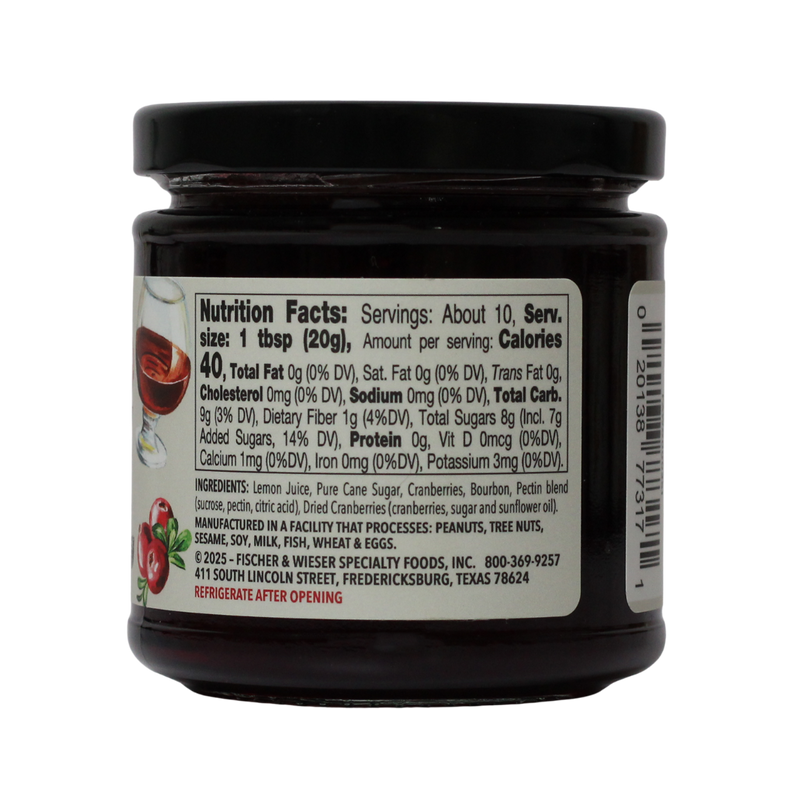 Jar of Fischer & Wieser Bourbon Cranberry Preserves on a white background