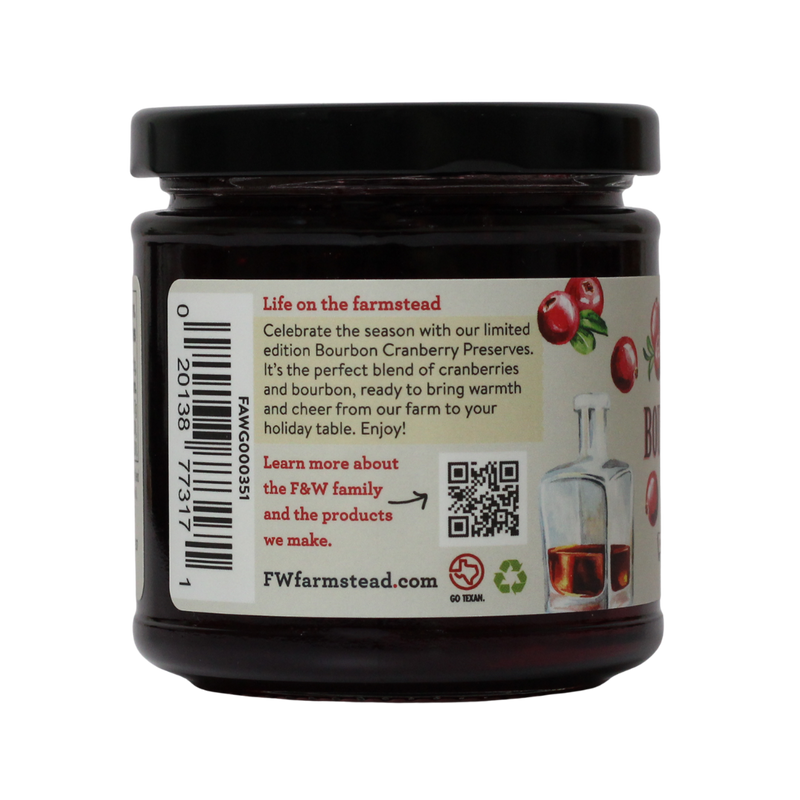Jar of Fischer & Wieser Bourbon Cranberry Preserves on a white background