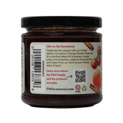 Jar of Fischer & Wieser Cinnamon Orange Tomato Preserves on a white background