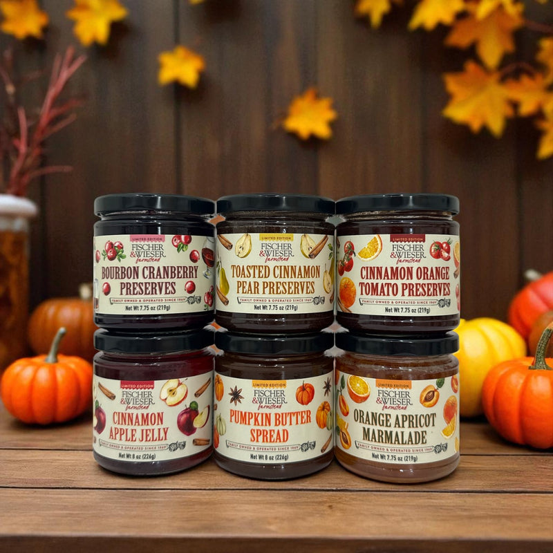 6 jars on a table