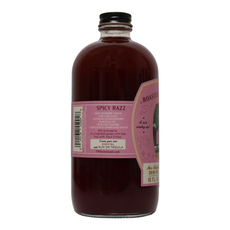 Bottle of Dietz roasted raspberry chipotle drink mix with a pink label on a white background.