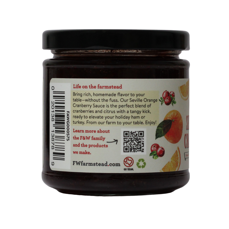 Jar of Seville Orange Cranberry Sauce with Fischer & Wieser label on a white background