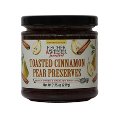 Jar of Fischer & Wieser Toasted Cinnamon Pear Preserves on a white background