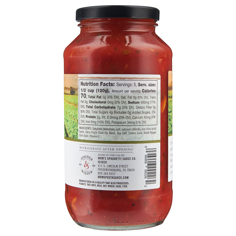 Mom's Garlic Basil Spaghetti Sauce 24oz front